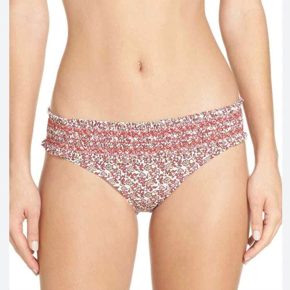 NEW Tory Burch Costa Printed Hipster Red Floral Bikini Swim Bottom XS